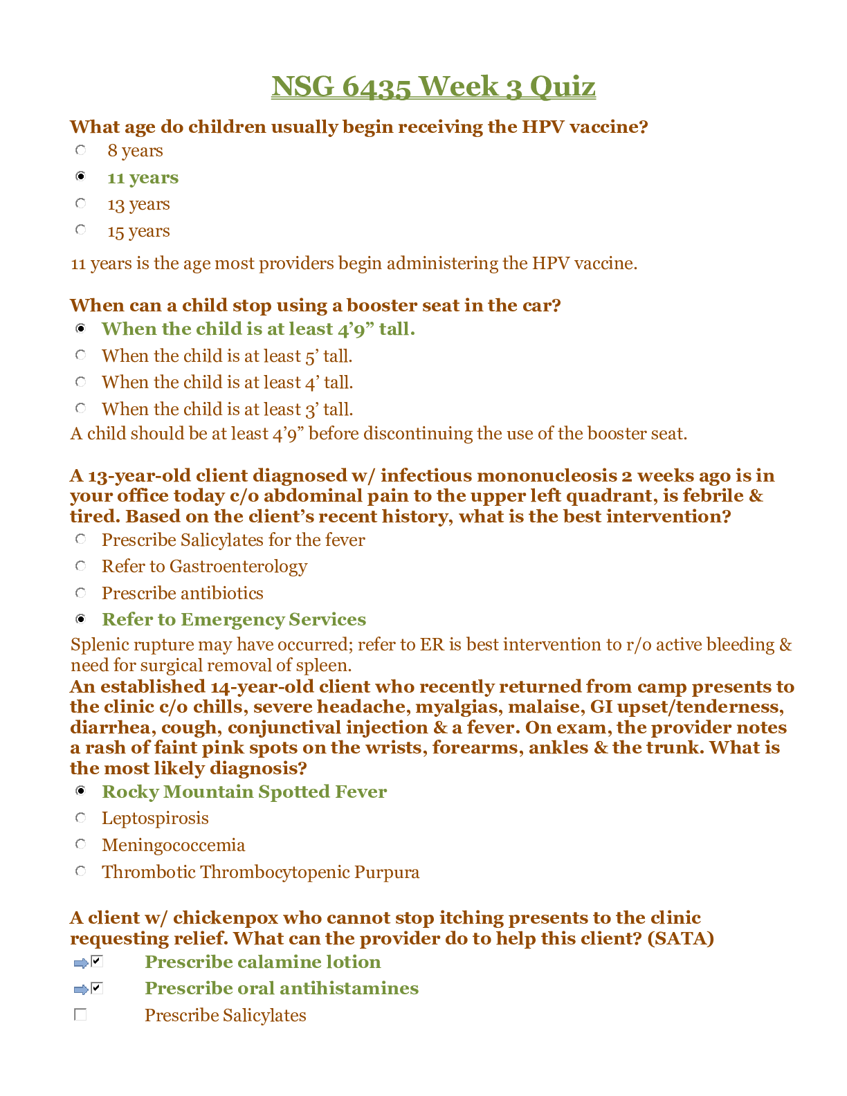 Preview image of NSG 6435 WEEK 3 KNOWLEDGE CHECK 1;Q&A document